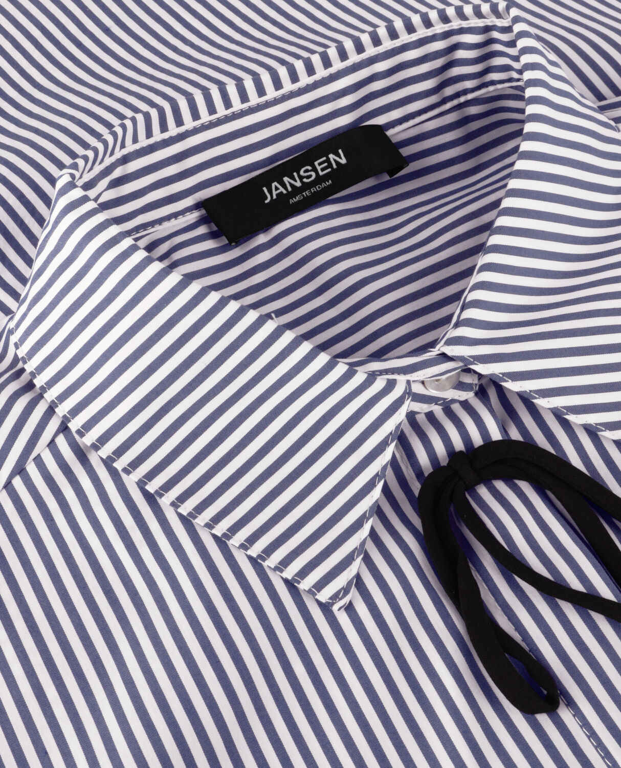 Blauwe JANSEN AMSTERDAM  LOIS BLOUSE CSB 798 BOWSTRAPS 3/4 SLEEVE WIDE FIT - large