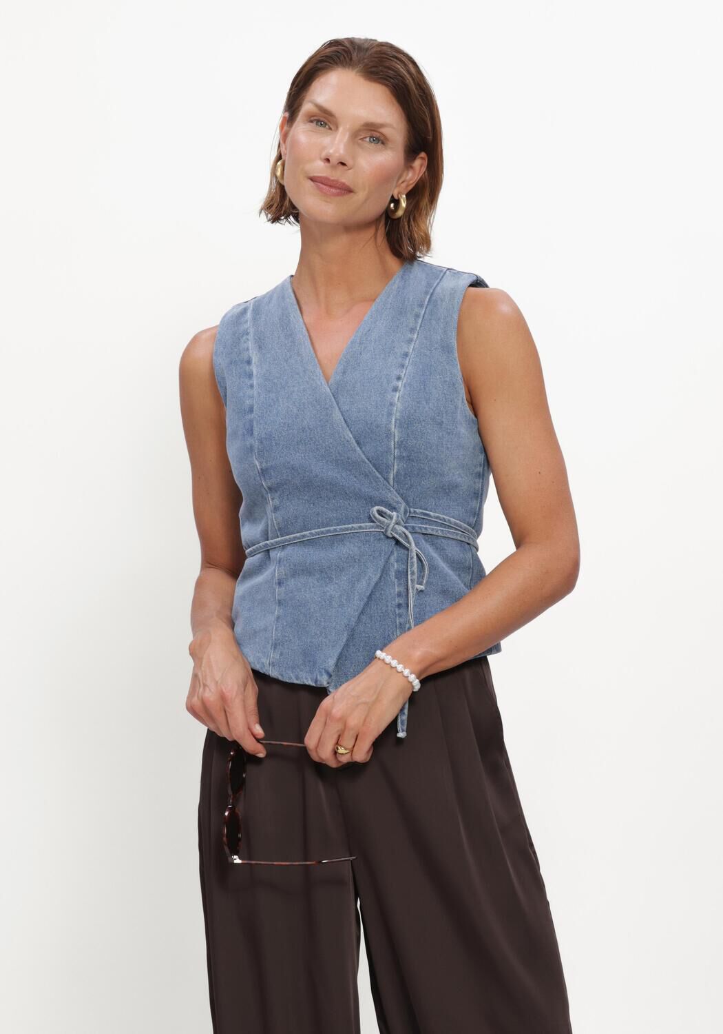 Blauwe NEO NOIR Gilet SAMARA DENIM WAISTCOAT - large