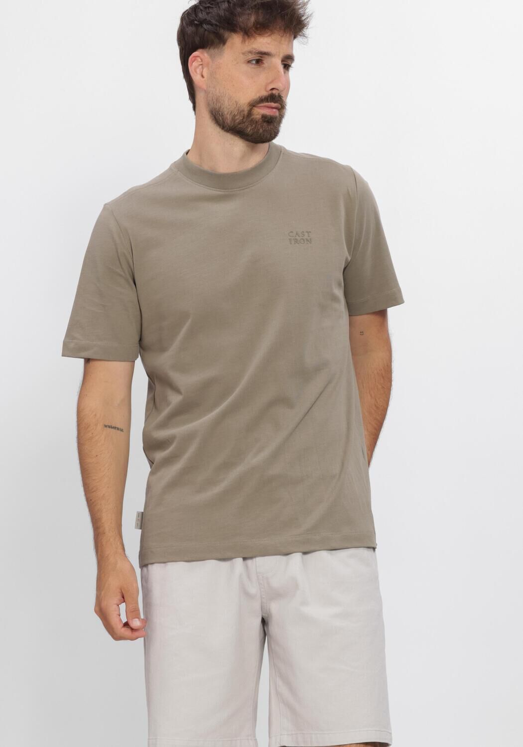 CAST IRON T-shirt SHORT SLEEVE R-NECK REGULAR FIT SINGLE JERSEY en taupe - large
