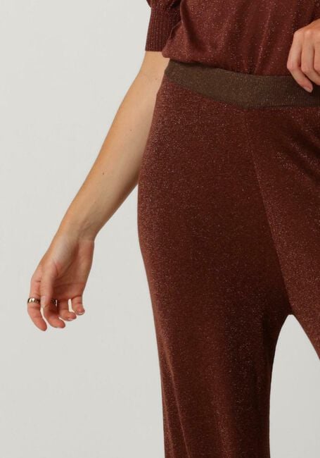 MINUS Pantalon large ALLIE HIGH WAISTED WIDE LEG METALLIC KNIT PANT en marron - large
