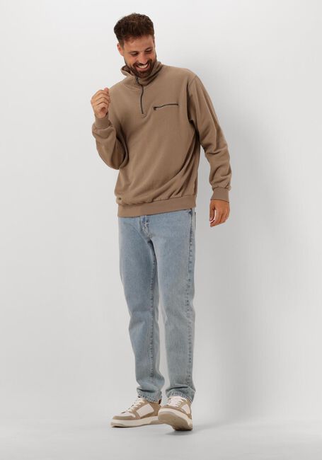 Taupe FORÉT Sweater LOG HALF ZIP SWEATSHIRT - large