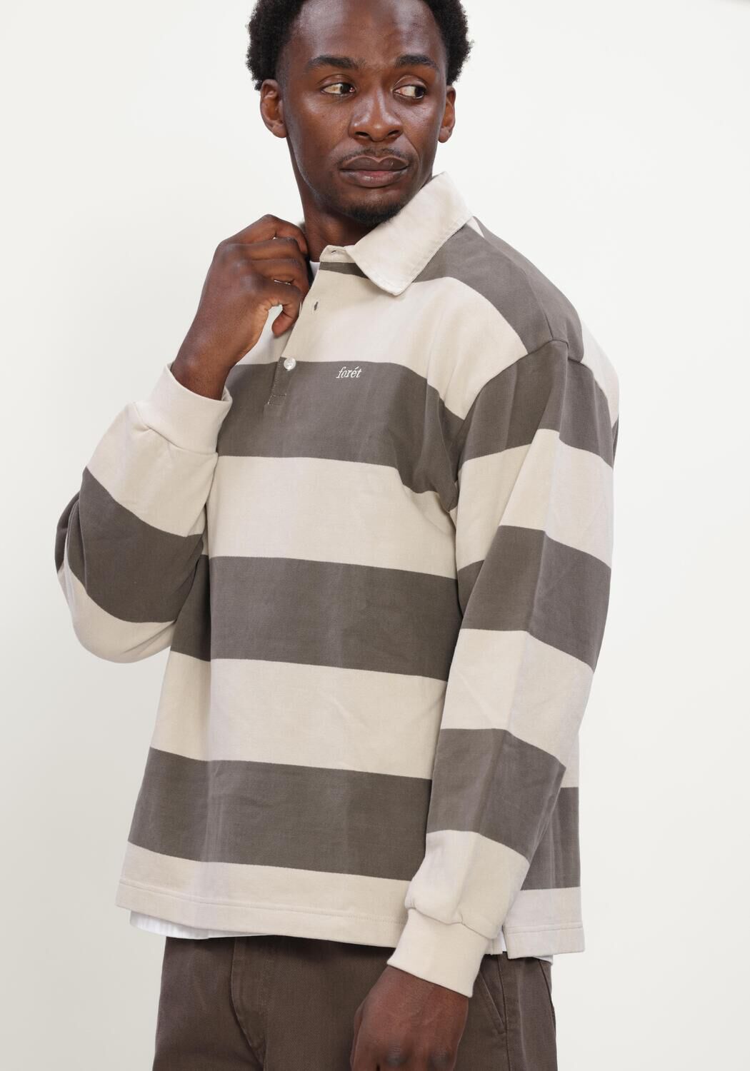 FOR&Eacute;T Polo MATCH RUGBY SWEATSHIRT WOOD STRIPE en marron - large