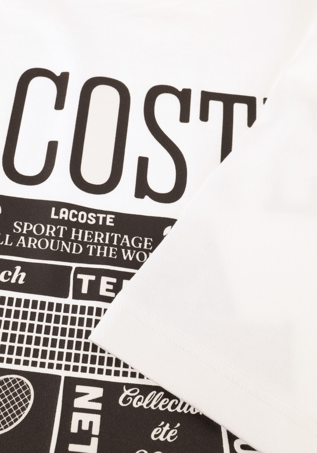 Witte LACOSTE T-shirt CLASSIC FIT BACK PRINT HEAVY JERSEY T-SHIRT - large