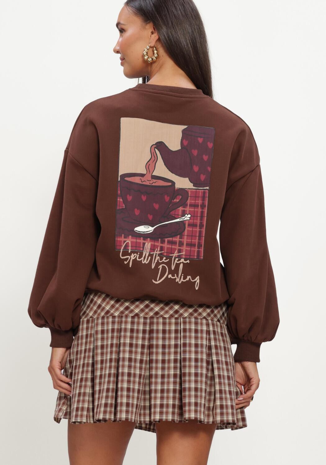 Bruine YDENCE Trui SWEATER SPILL THE TEA - large