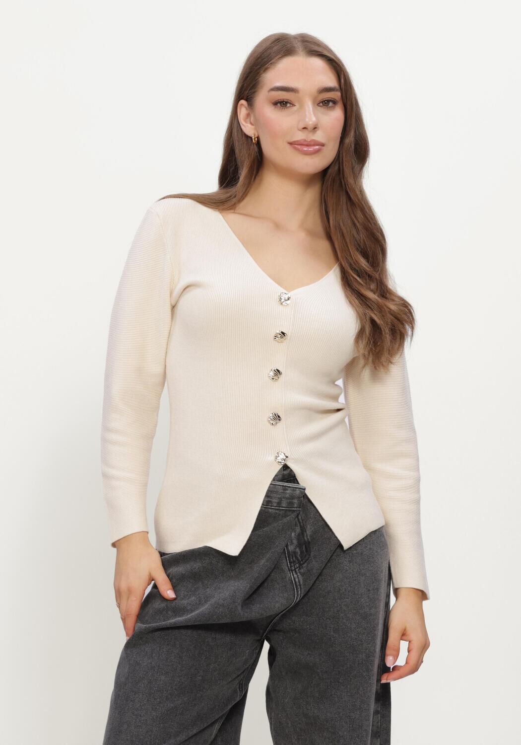 YDENCE Pull KNITTED TOP DAISY Cr&egrave;me - large