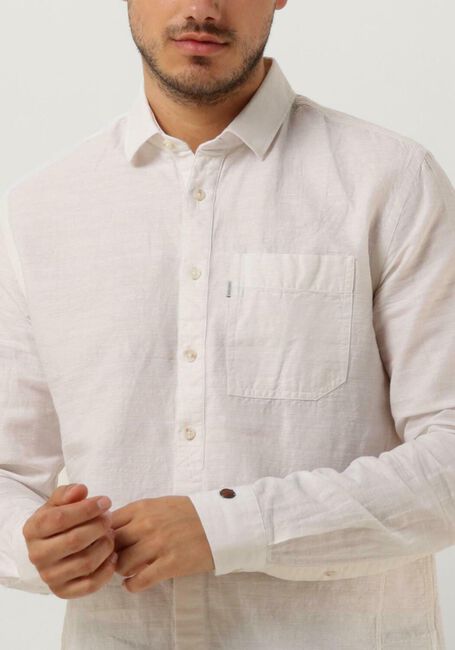 Witte CAST IRON Casual overhemd LONG SLEEVE SHIRT CO LI DOBBY - large