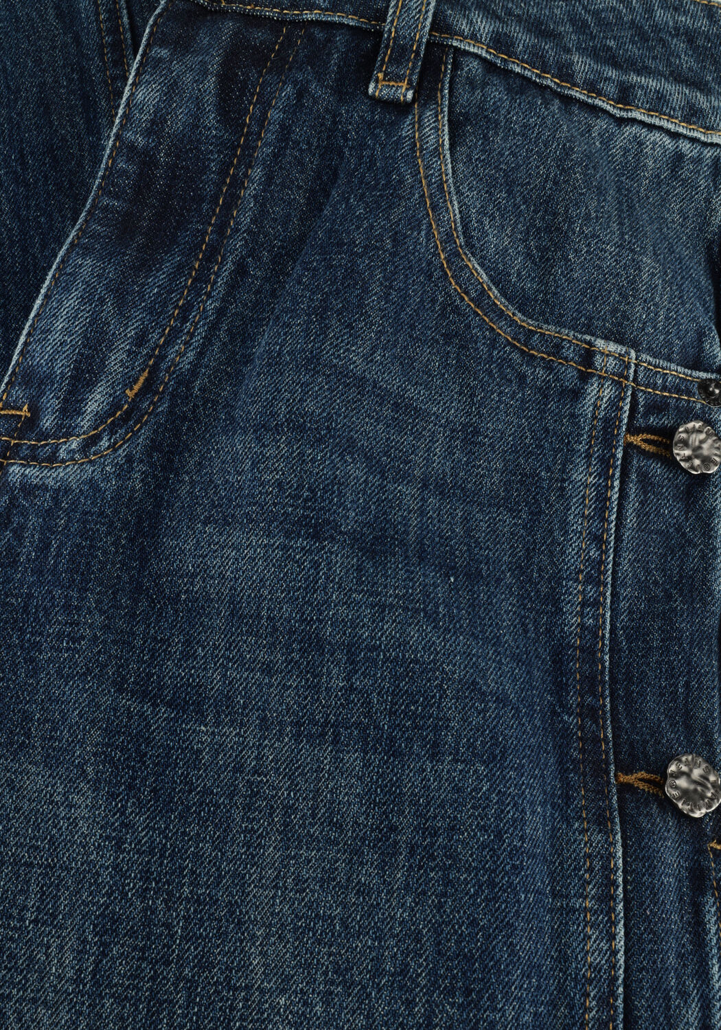 Blauwe HAUTE L'AMITI&Eacute; Wide jeans DENIZE BUTTON TALL JEANS - large