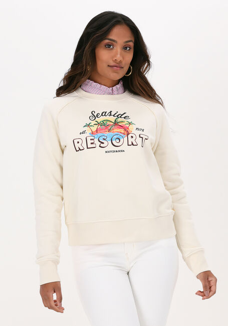 Beige SCOTCH & SODA Sweater RELAXED-FIT RAGLAN CREW-NECK SWEAT WITH ARTWORK - large