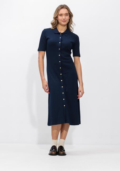 Donkerblauwe TOMMY HILFIGER Midi jurk GOLD BUTTON F+F MIDI DRESS - large