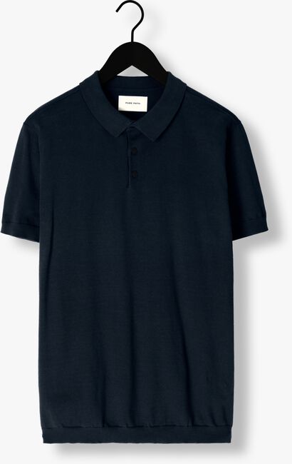 Donkerblauwe PURE PATH Polo KNIT POLO WITH CHESTPRINT - large