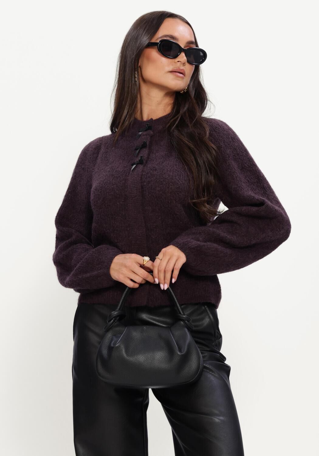 Y.A.S. Gilet YASBONSO LS KNIT CARDIGAN en violet - large