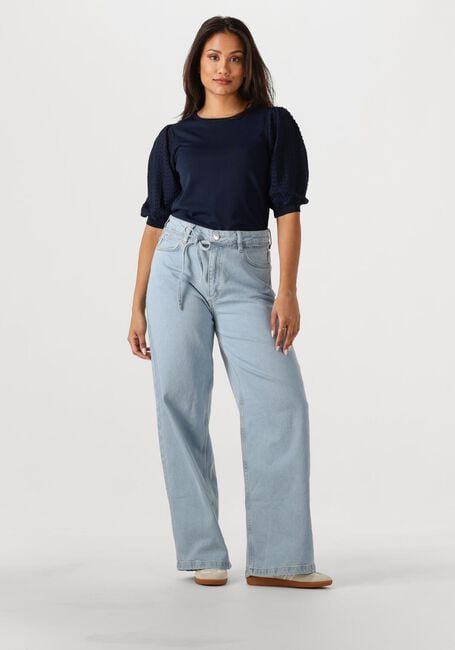 JANSEN AMSTERDAM Haut TANDA TOP K 136 SHORT PUFFED SLEEVE en bleu - large