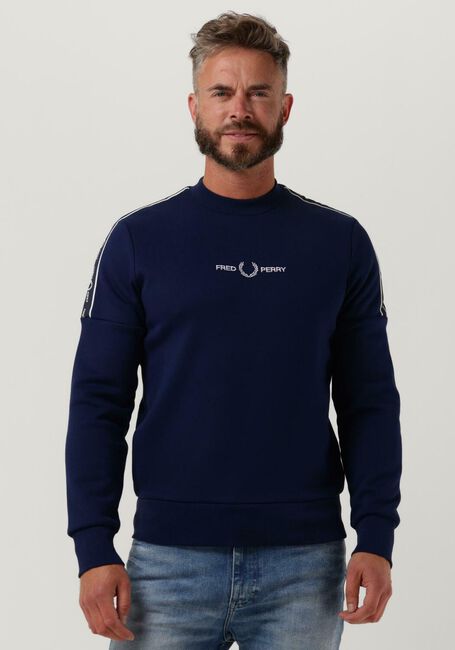 FRED PERRY Chandail TAPE SLEEVE SWEATSHIRT Bleu foncé - large