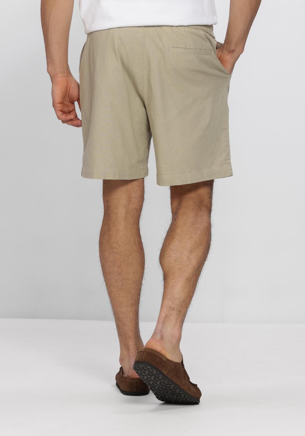 Beige WOODBIRD Korte broek WBBOMMY LINEN SHORTS - large