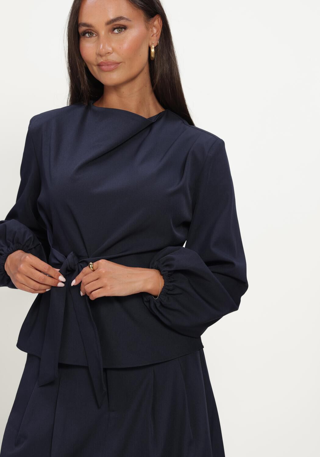 Donkerblauwe CO'COUTURE  LUNACC TIE BLOUSE - large