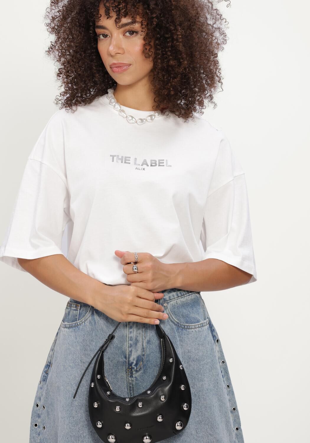 ALIX THE LABEL T-shirt LADIES KNITTED THE LABEL T-SHIRT en blanc - large