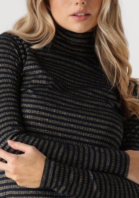 SUMMUM Longsleeves TURTLE NECK TOP LUREX RIB STRIPE en bleu - large