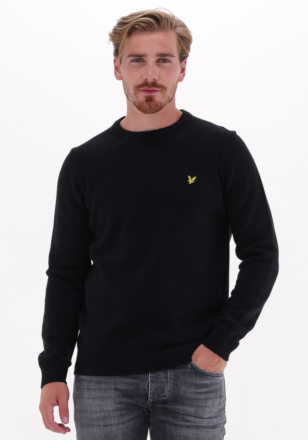 Zwarte LYLE SCOTT Trui CREW NECK LAMBSWOOL BLEND JUMPER Omoda