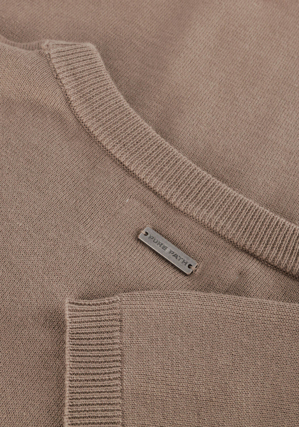 PURE PATH T-shirt KNITTED SHORTSLEEVE WITH CHEST PRINT en taupe - large