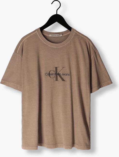 CALVIN KLEIN T-shirt MONOLOGO MINERAL DYE TEE en marron - large