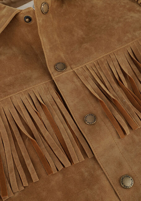 Camel RYLEE + CRU Jack FRINGE JACKET SADDLE - large