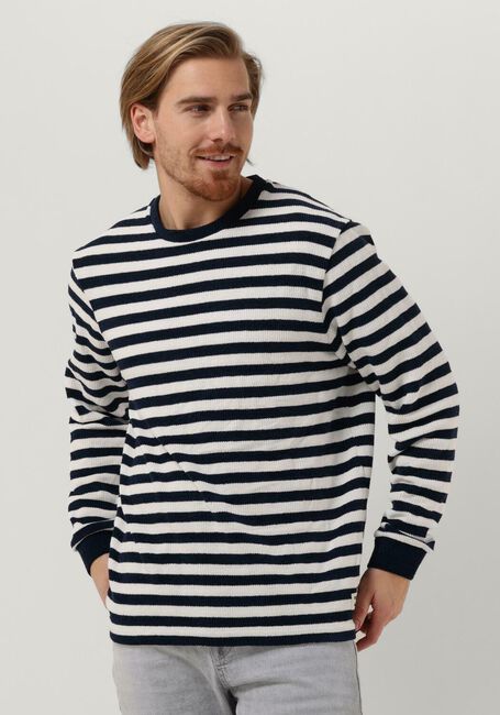 Donkerblauwe SCOTCH & SODA Trui TEXTURED STRIPE SWEATSHIRT - large
