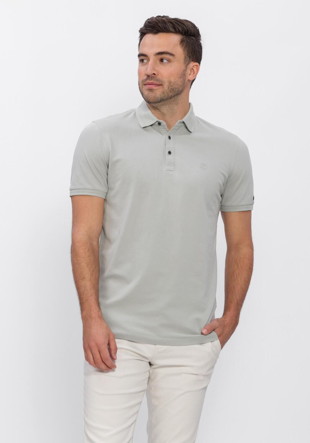 Lichtblauwe CAST IRON Polo SLIM FIT FINE PIQUE ESSENTIAL - large