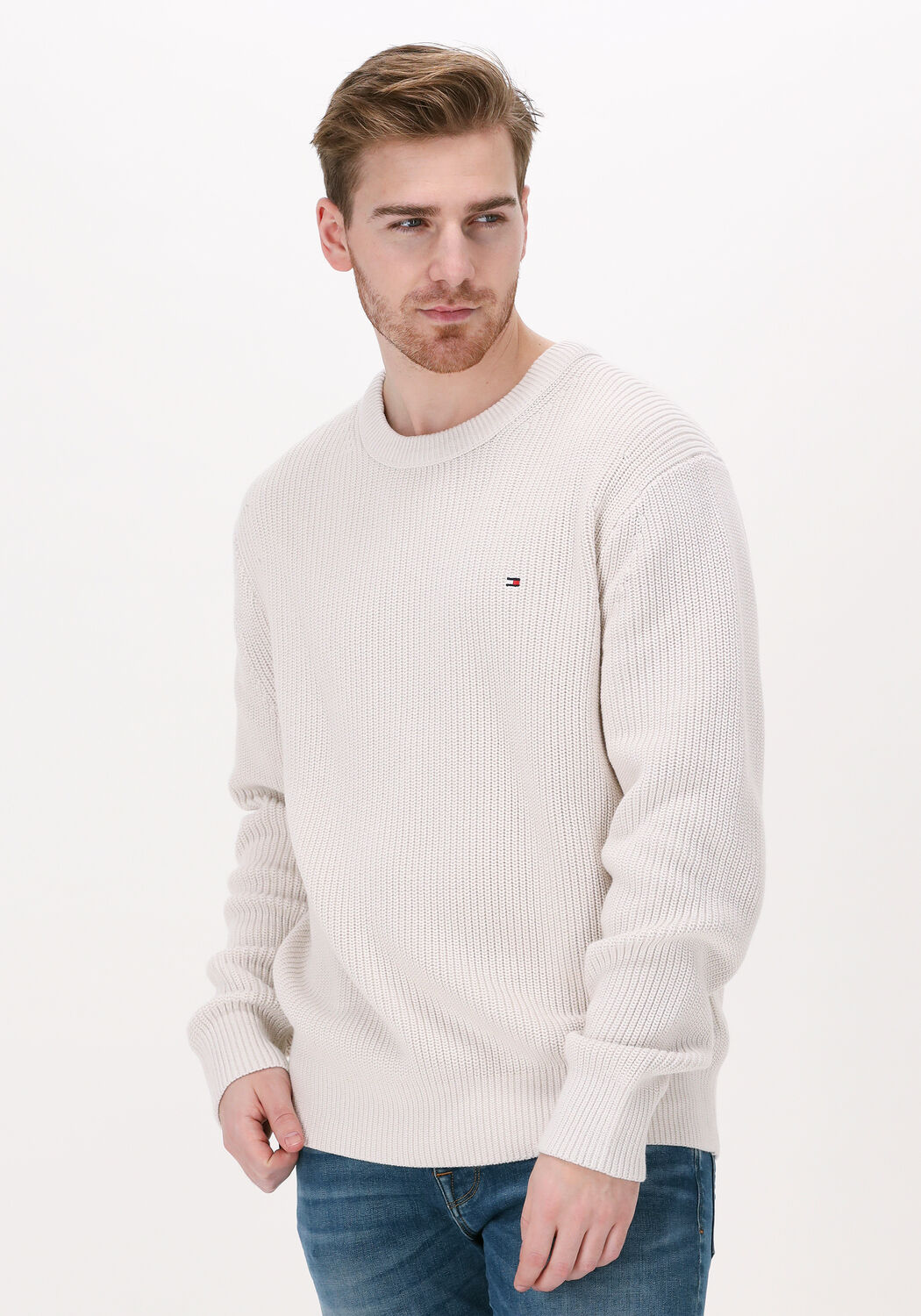 Beige TOMMY HILFIGER Trui RIB TEXTURE CREW NECK Omoda