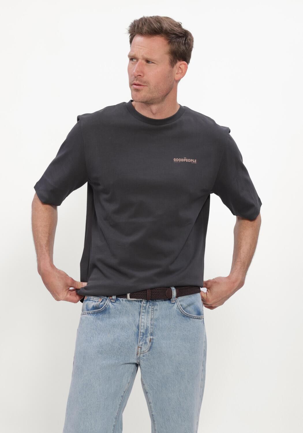 THE GOODPEOPLE T-shirt TEX Gris fonc&eacute; - large