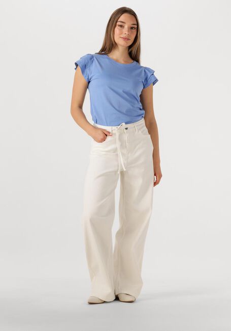 Lichtblauwe SELECTED FEMME T-shirt SLFCAMILA SS RUFFLE TEE - large