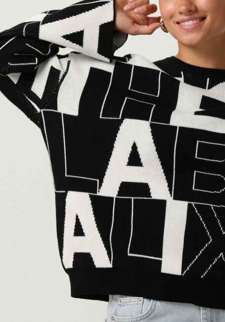 Zwarte ALIX THE LABEL Trui BLACK WHITE PULLOVER - large