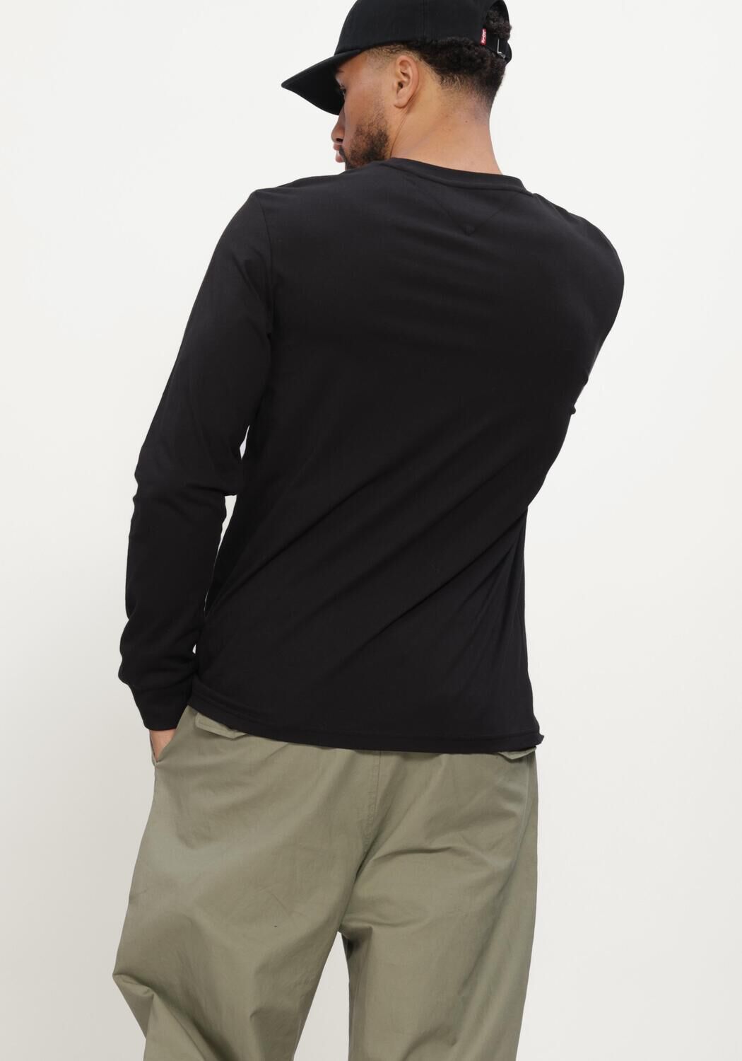 TOMMY JEANS T-shirt TJM SLIM SIGNATURE CHEST TEE LS en noir - large