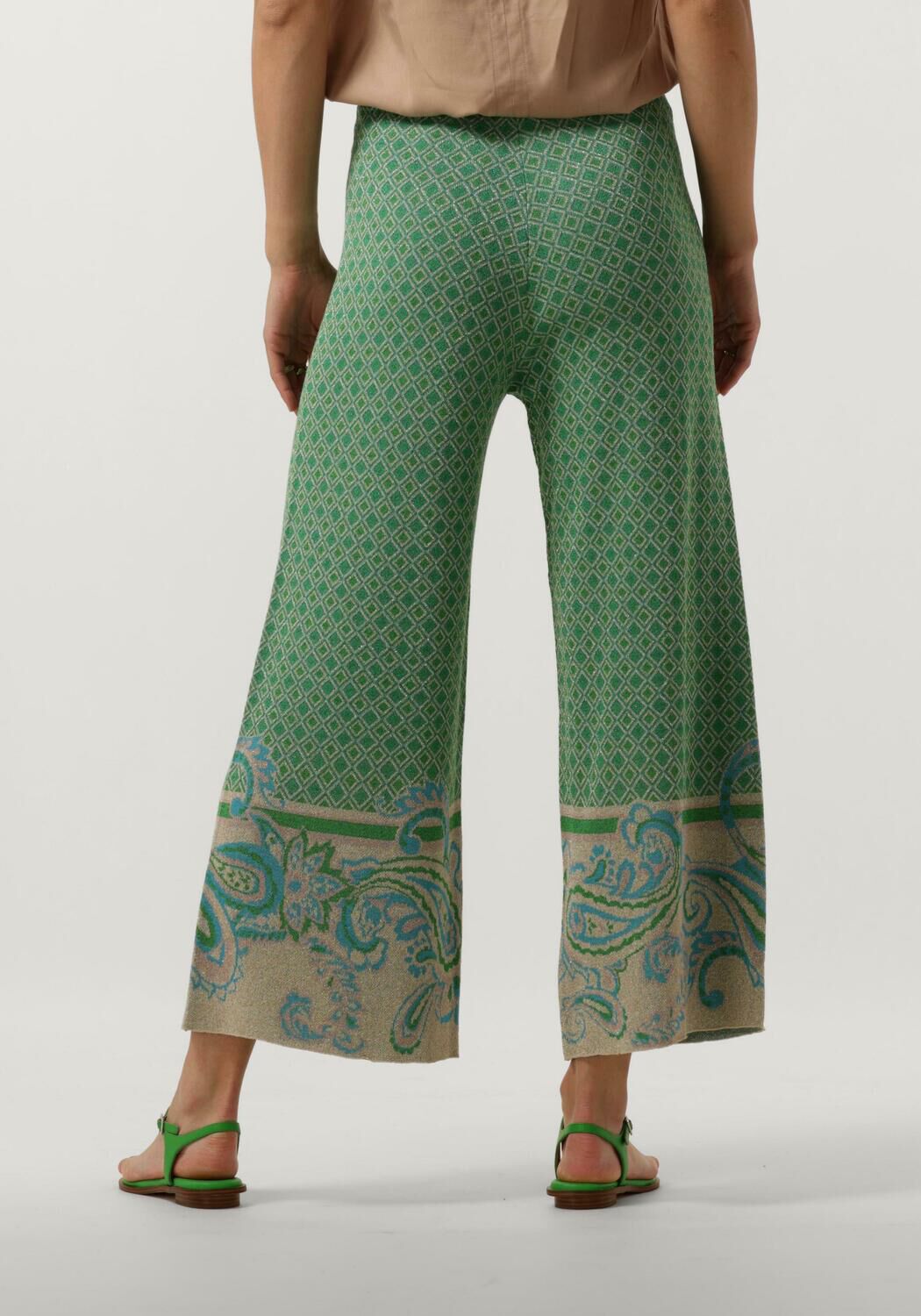 Groene LIU JO Wijde broek PANTALONE MAGLIA JACQUARD Omoda