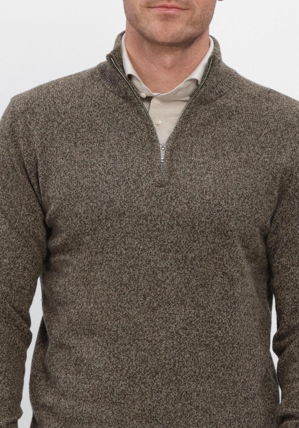 Bruine PROFUOMO Trui PULLOVER HALF ZIP - large