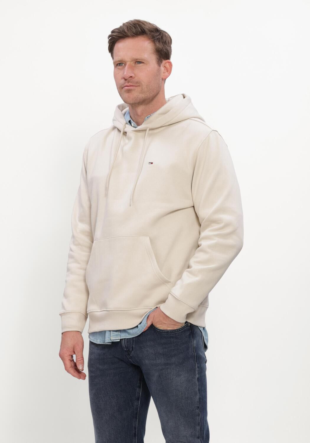 TOMMY JEANS Chandail TJM REG S FLAG HOODIE EXT &Eacute;cru - large