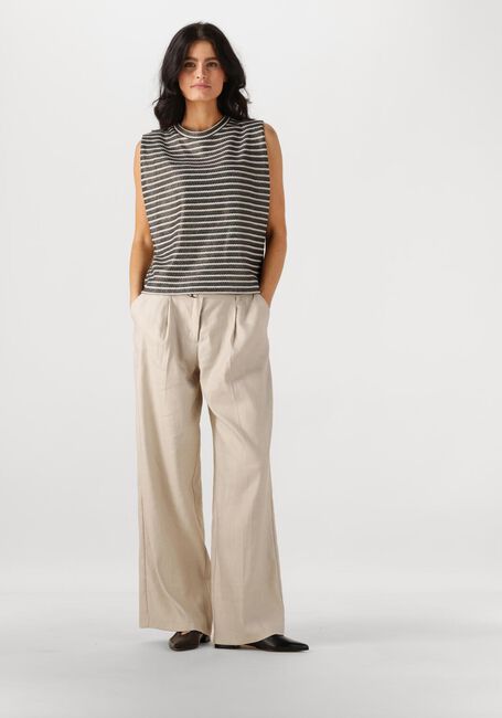 SUMMUM T-shirt SLEEVELESS TOP KNITTED STRIPE COATED en noir - large