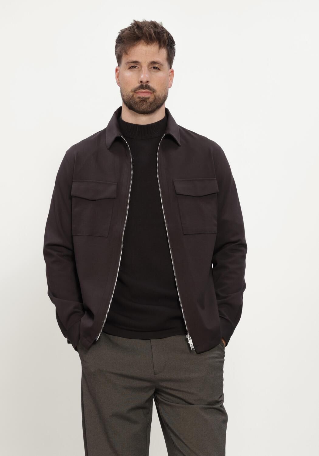 GENTI Surchemise OVERSHIRT RITS en marron - large