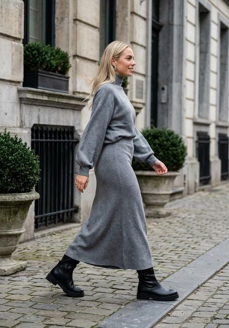 MSCH COPENHAGEN Jupe midi MSCHGINNETTE EAST HW SKIRT en gris - large