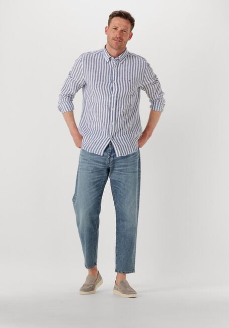 Blauwe TOMMY HILFIGER Casual overhemd LINEN ESSENTIAL STRIPE RF SHIRT - large