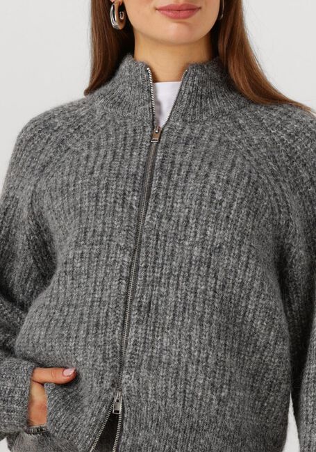 Grijze SELECTED WOMEN Trui SLFANJULI LS KNIT ZIP CARDIGAN - large