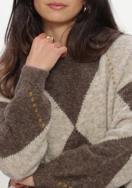 ROUGE EDIT Pull ROUARGYLE L/S O-NECK KNIT en marron - large