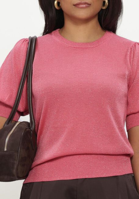 MINUS Pull MSLIVA PUFF SLEEVE METALLIC KNIT PULLOVER en rose - large