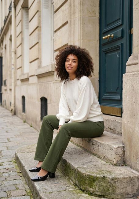Donkergroene MINUS Flared broek CARMA FLARED PANT - large