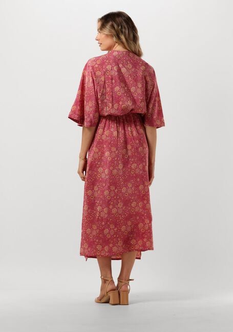 SISSEL EDELBO Robe midi BRENDA SILK WRAP DRESS en rose - large