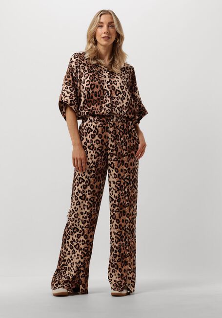 Bruine ALIX THE LABEL Broeken/jumpsuits LADIES WOVEN TWILL LEOPARD PANTS - large