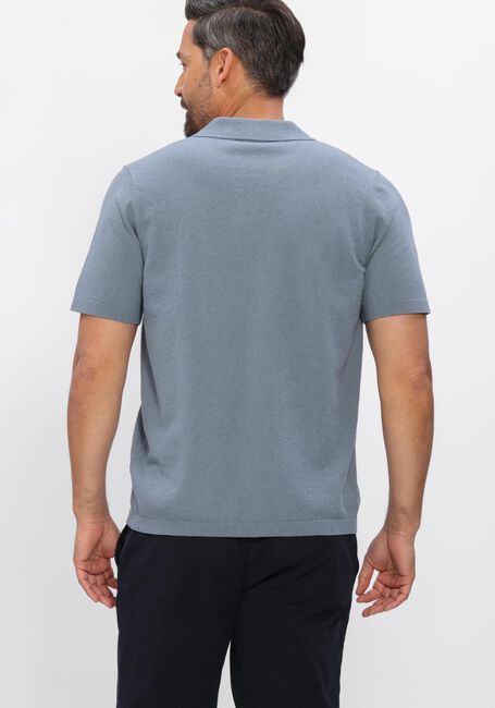 PROFUOMO Polo POLO OPEN COLLAR COTTON CREPE en bleu - large