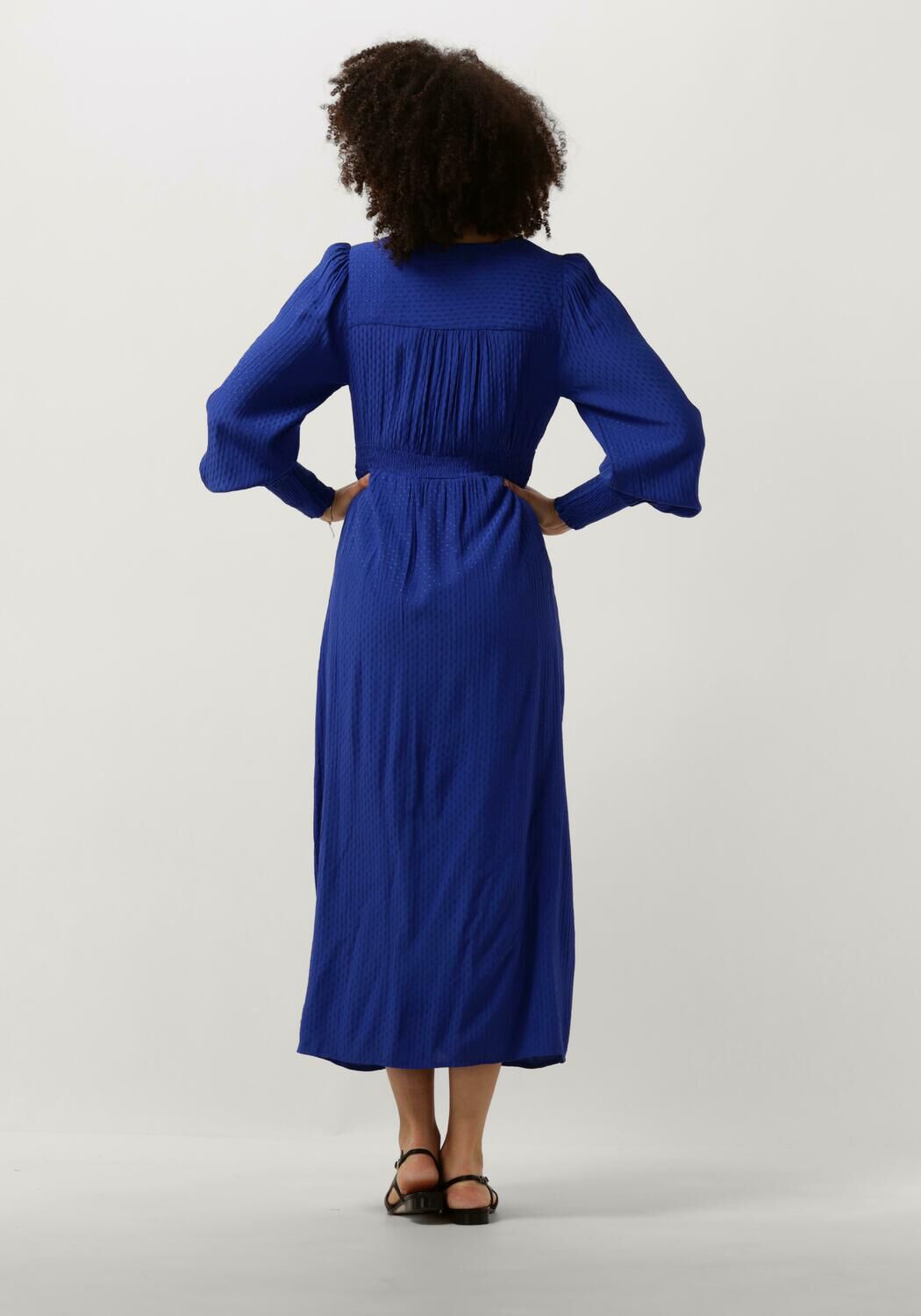 Blauwe Y.A.S. Maxi jurk YASDREA LS LONG DRESS Omoda