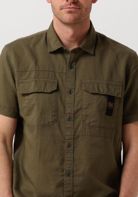 PME LEGEND Chemise décontracté SHORT SLEEVE SHIRT CTN/LINEN en vert - large