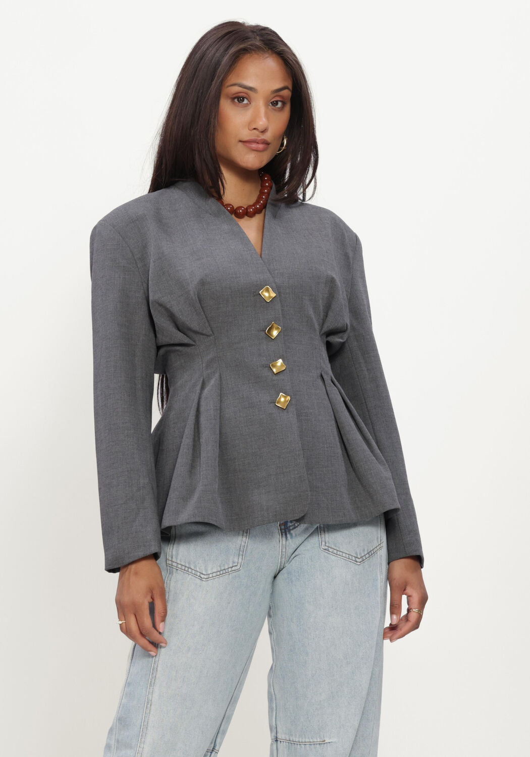 Grijze HAUTE L'AMITI&Eacute; Blazers ENNA WAIST PLEAT BLAZER - large