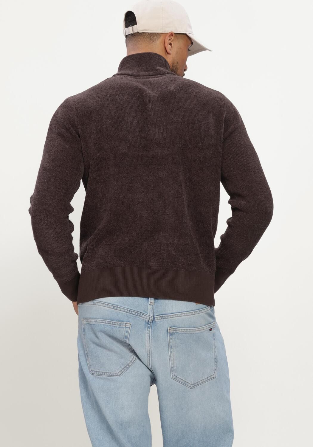 SELECTED MEN Pull SLMRODNEY LS HIGH NECK HALF ZIP en marron - large